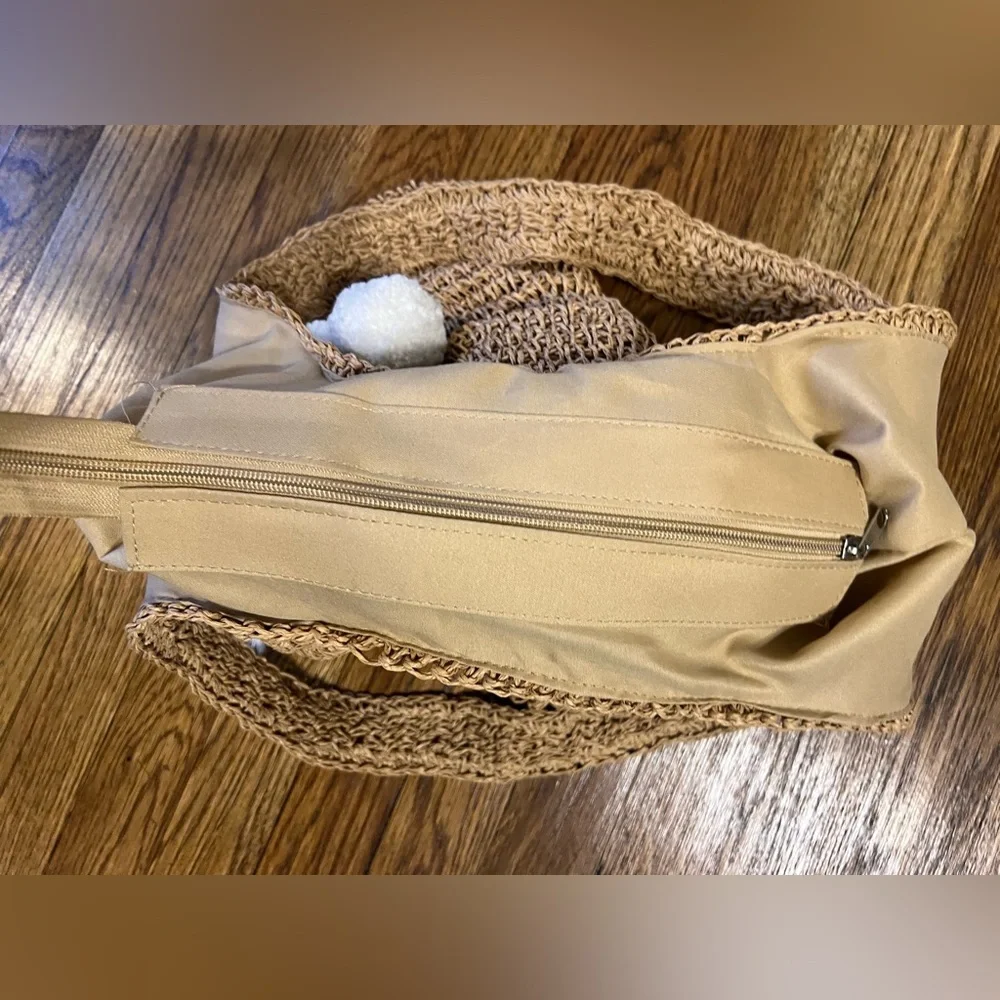 Tan Woven Shoulder Bag with Relaxed Design